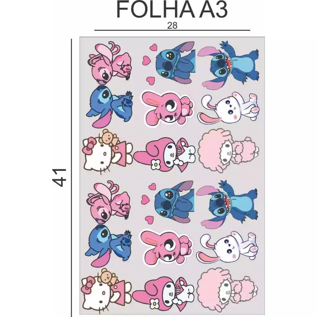 Cartela de Adesivo Emborrachados A3 - Personalizados 