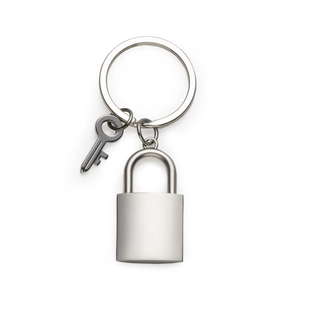Chaveiro de Metal Personalizado em Formato de Cadeado Prata