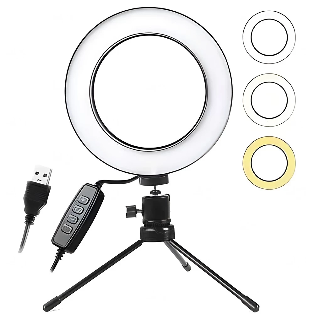 Ring Light Personalizado 6 Polegadas Preto