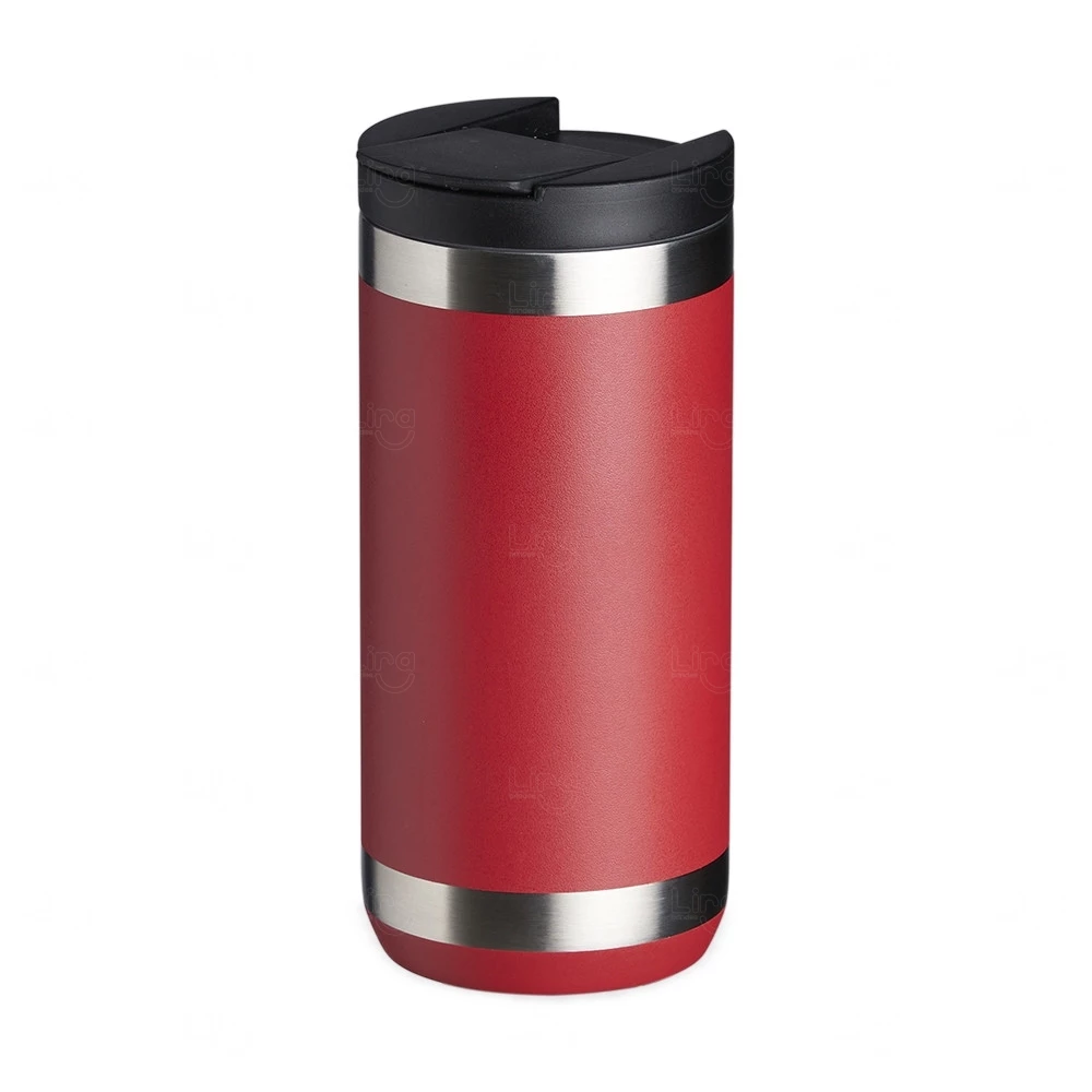 Copo Térmico Inox 350ml com Tampa Personalizado Vermelho