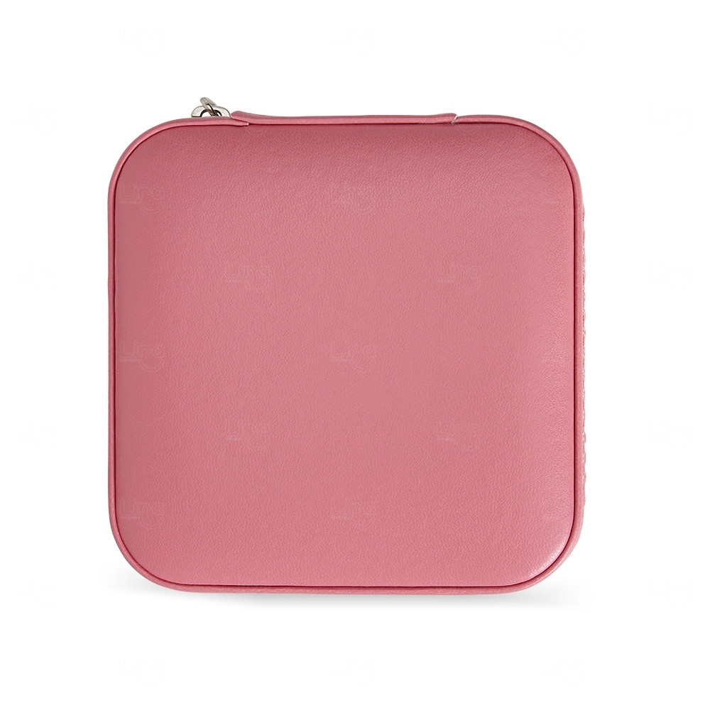 Porta-Joias em Couro Sintético Personalizado - 5x10x10cm Rosa Escuro