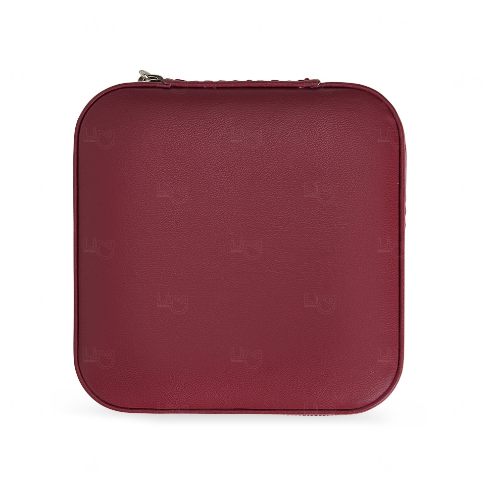 Porta-Joias em Couro Sintético Personalizado - 5x10x10cm Vinho