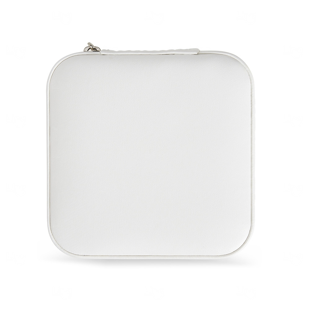 Porta-Joias em Couro Sintético Personalizado - 5x10x10cm Branco