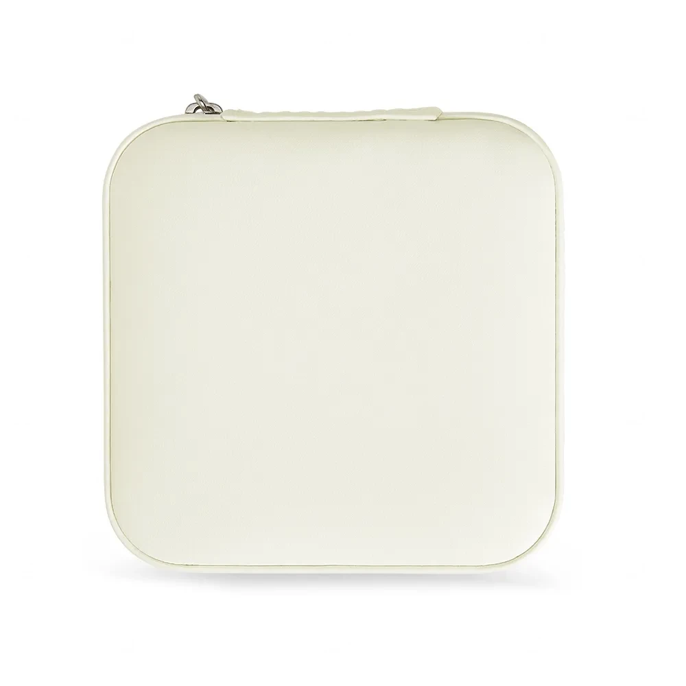 Porta-Joias em Couro Sintético Personalizado - 5x10x10cm Creme