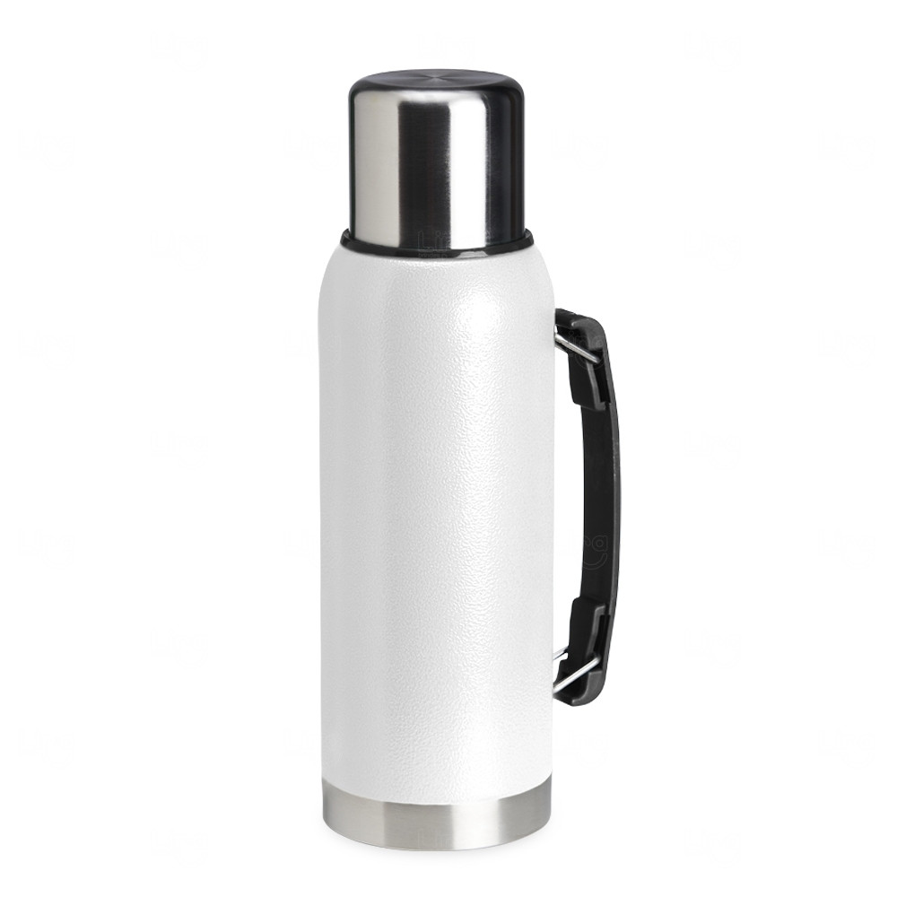 Garrafa Térmica Inox com Alça Personalizada – 1L Branco