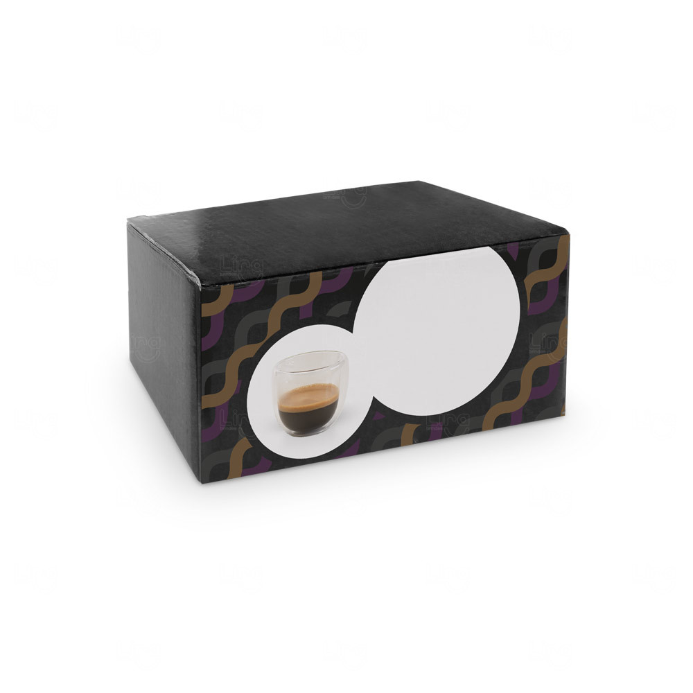 Kit Copos de Café em Vidro Duplo 75ml Personalizado 
