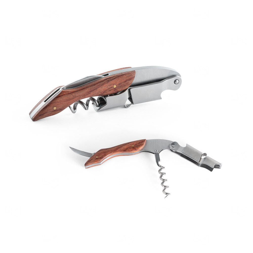 Saca-Rolhas em Madeira/Inox Personalizado 