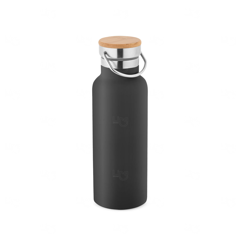 Garrafa Térmica Inox 570ml com Tampa Bambu Personalizada 
