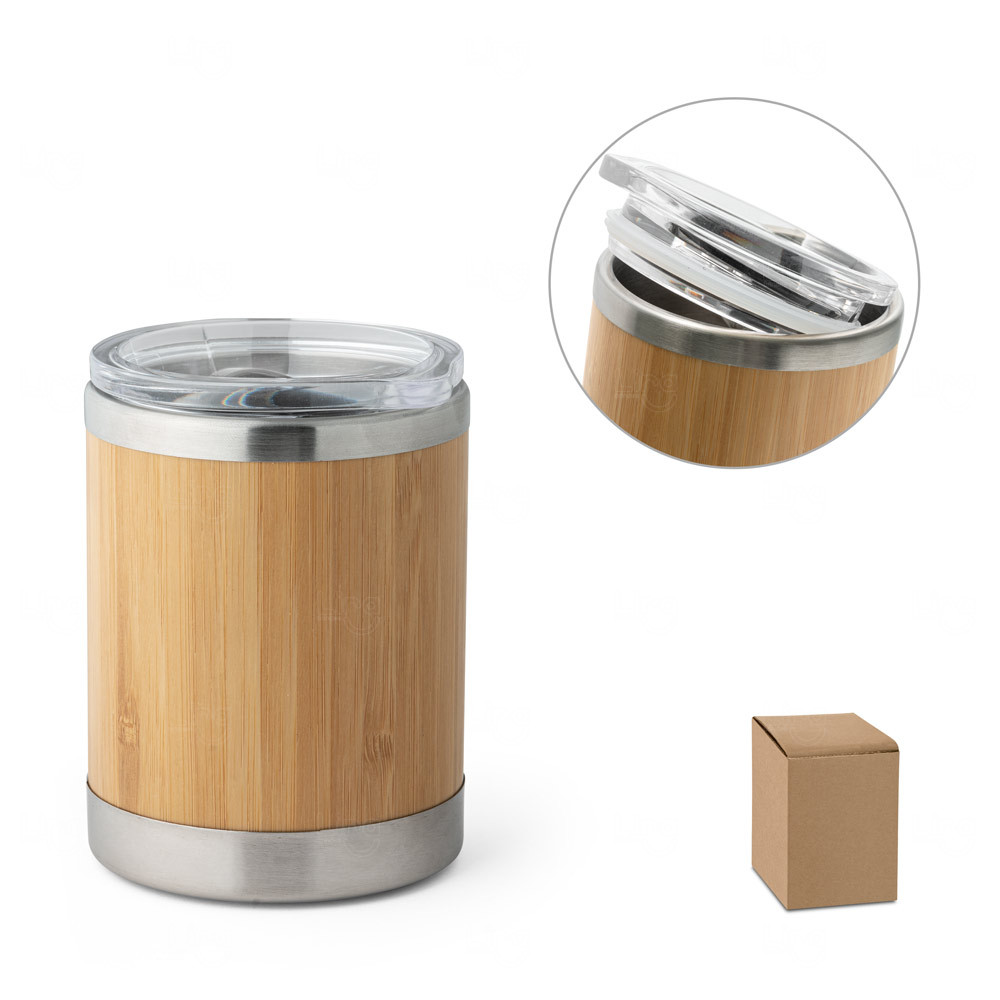 Copo Térmico Ecológico 350ml em Bambu Personalizado 