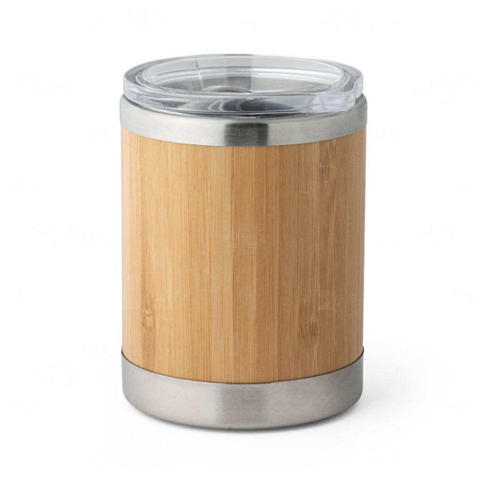Copo Térmico Ecológico 350ml em Bambu Personalizado Natural