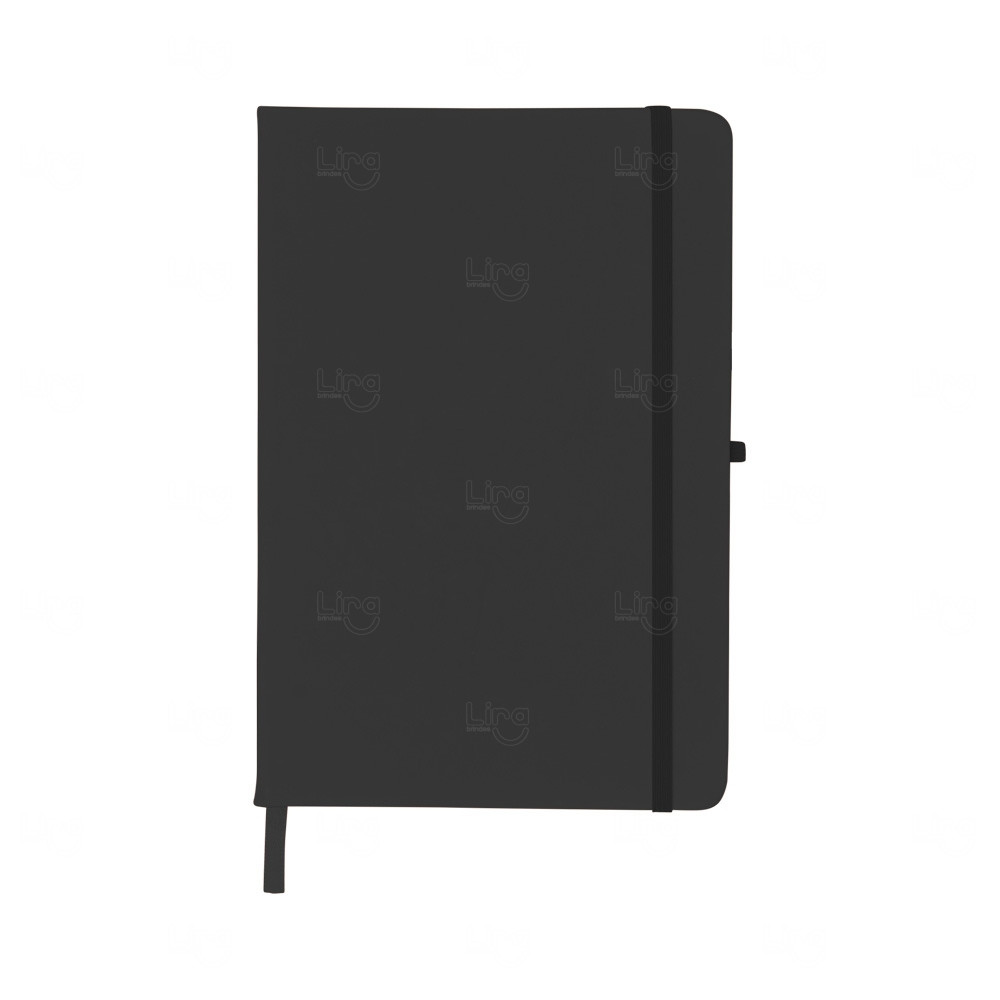 Moleskine Emborrachado c/ Porta Caneta Personalizado - 21,2x14 cm Preto