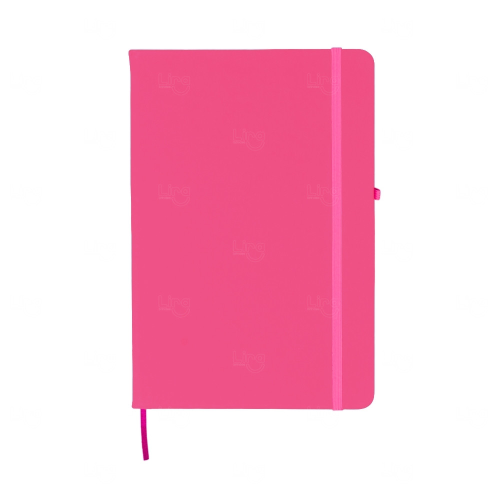Moleskine Emborrachado c/ Porta Caneta Personalizado - 21,2x14 cm Rosa Escuro