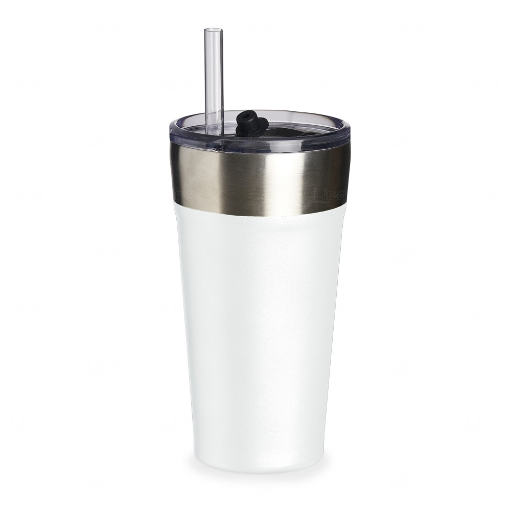 Copo Térmico 500ml com Canudo e Abridor Personalizado 