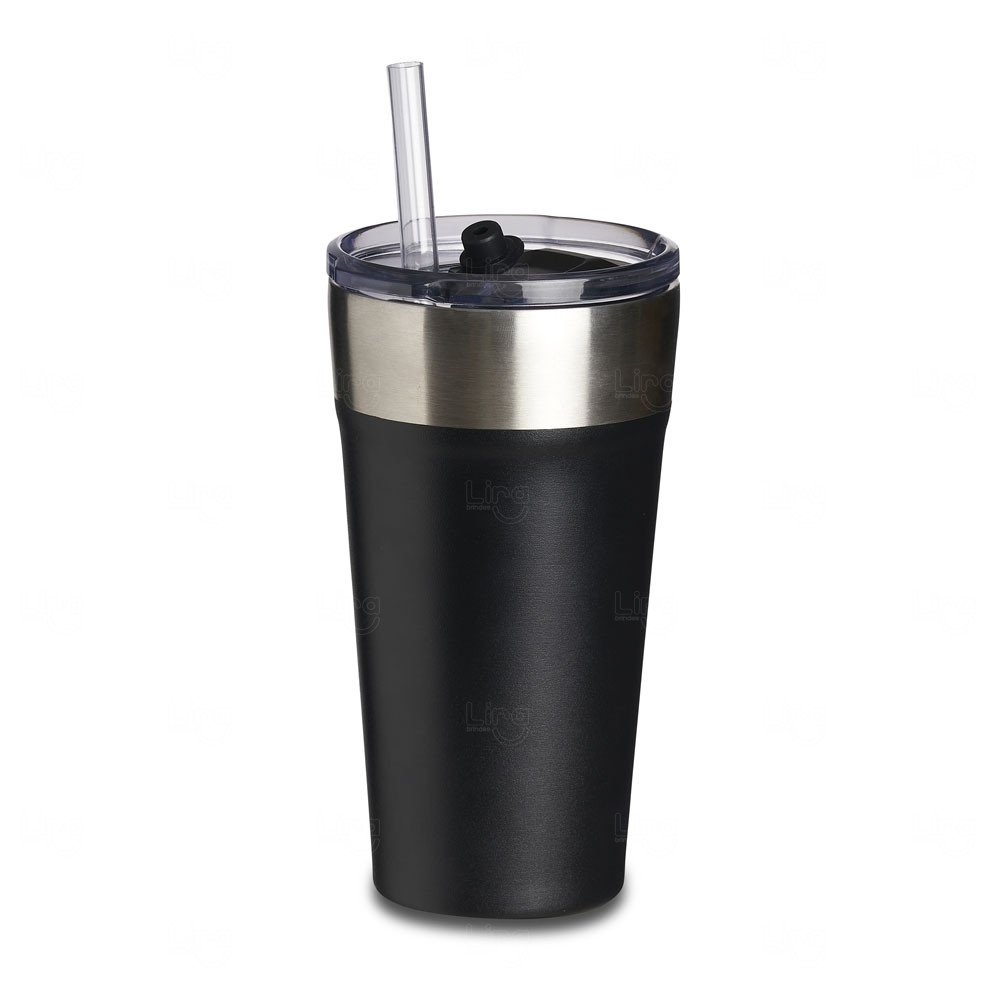 Copo Térmico 500ml com Canudo e Abridor Personalizado 