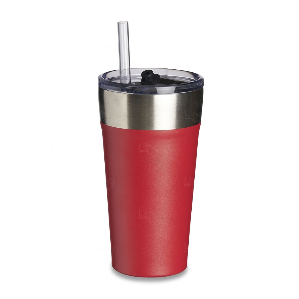 Copo Térmico 500ml com Canudo e Abridor Personalizado 