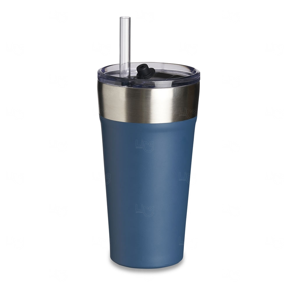 Copo Térmico 500ml com Canudo e Abridor Personalizado 