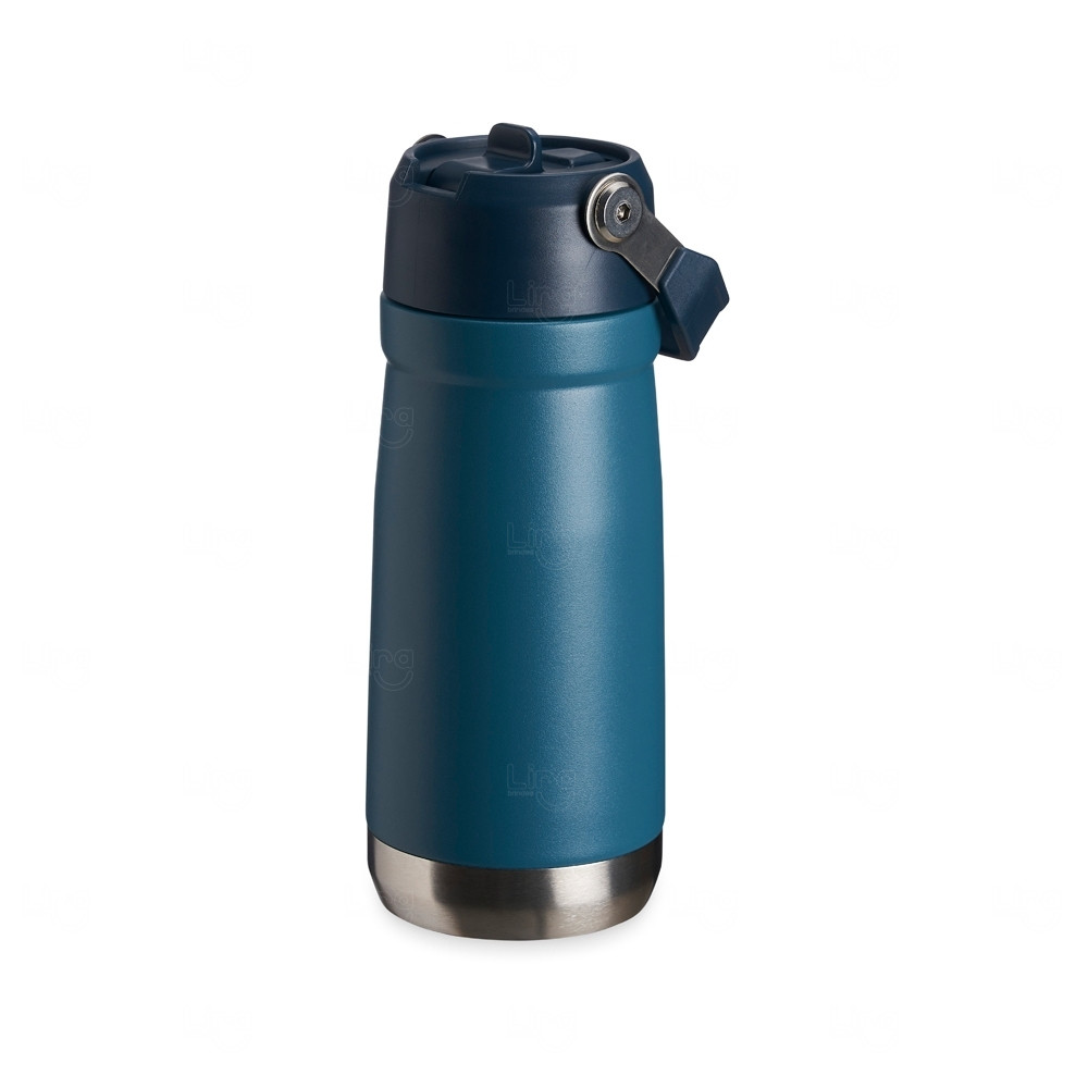 Garrafa Térmica 550ml com Bico Flip Personalizada Azul