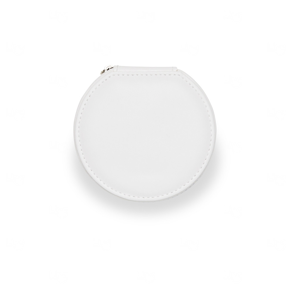 Porta-Joias em Couro Sintético Personalizado - 5x11x10cm Branco e Cinza