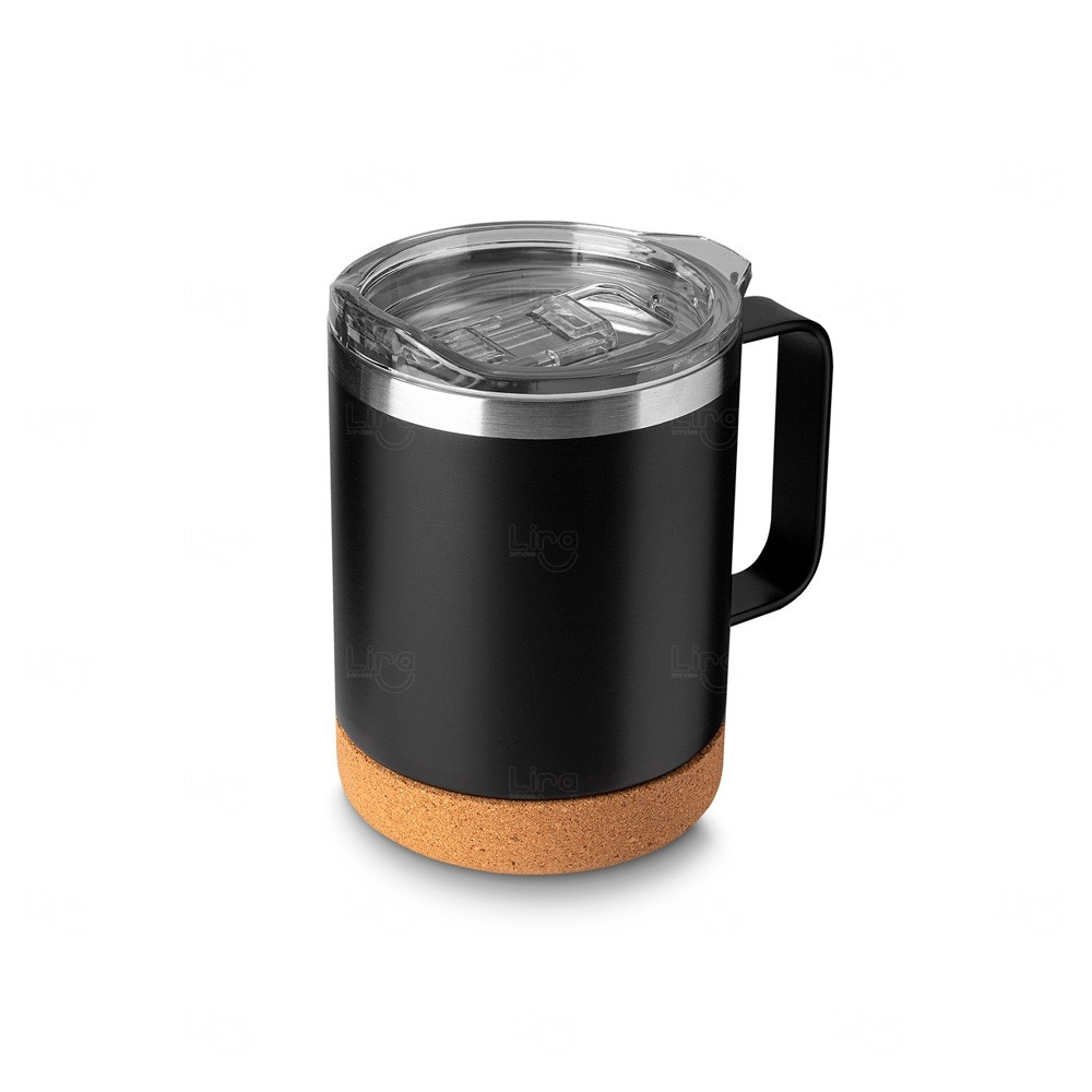 Caneca Térmica Inox Parede Dupla 350ml Personalizada Preto