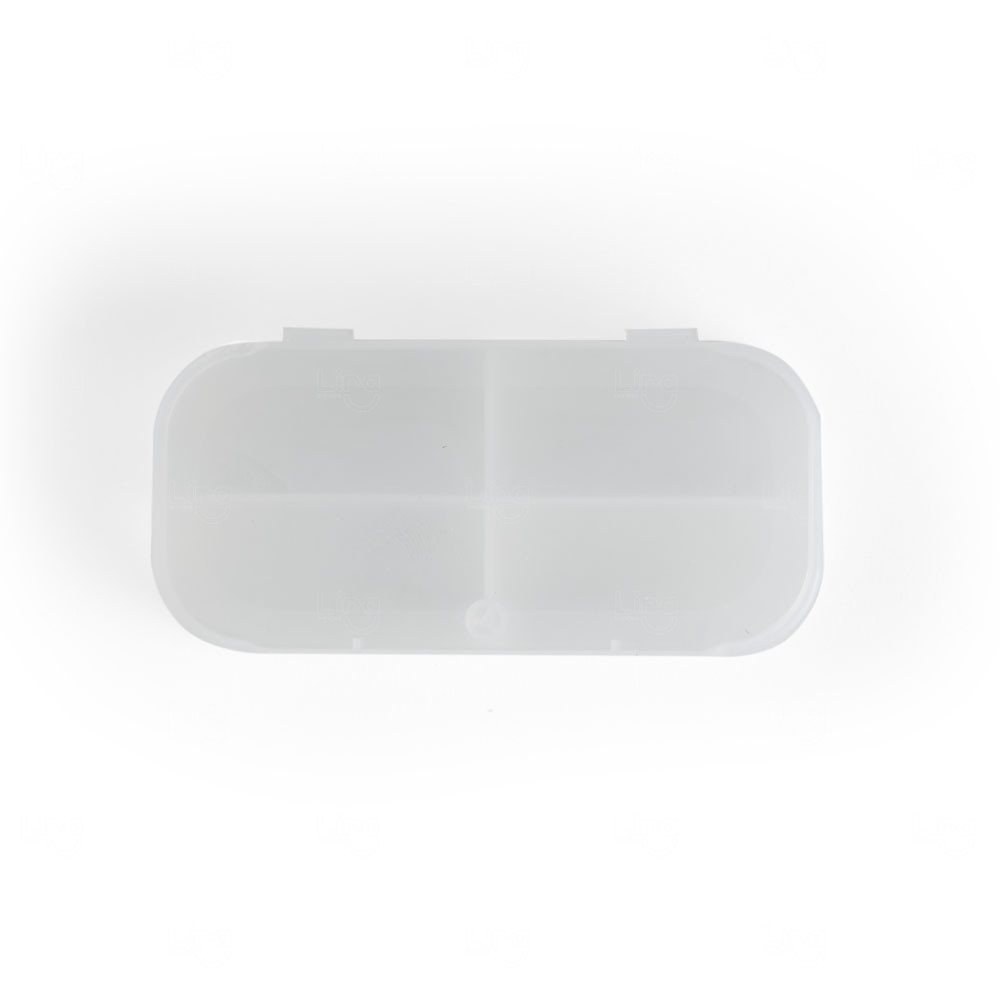 Porta Comprimidos Plástico 4 Divisórias Personalizado Transparente