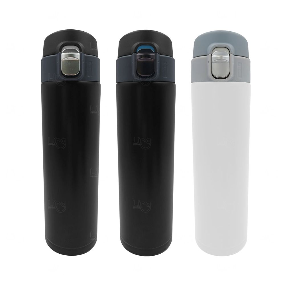Garrafa Térmica Inox 440ml com Tampa por Clique Personalizada 
