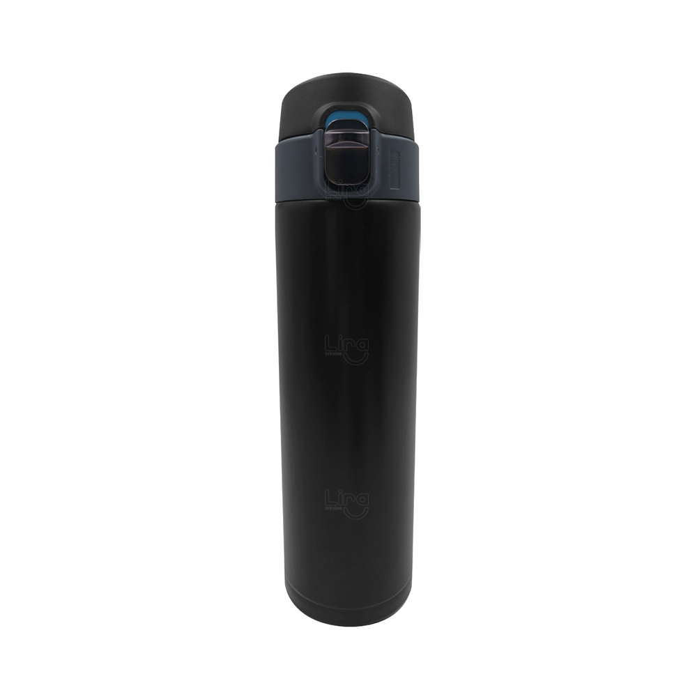 Garrafa Térmica Inox 440ml com Tampa por Clique Personalizada Azul