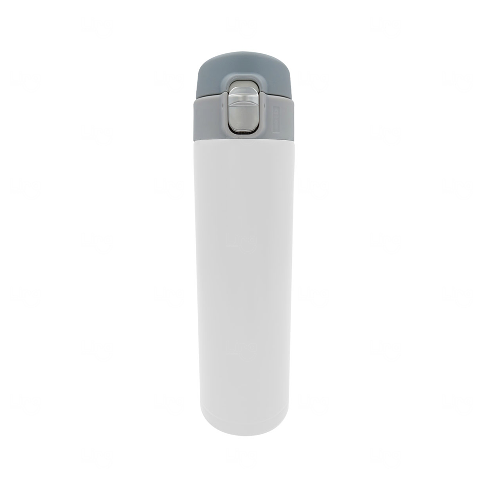 Garrafa Térmica Inox 440ml com Tampa por Clique Personalizada Branco