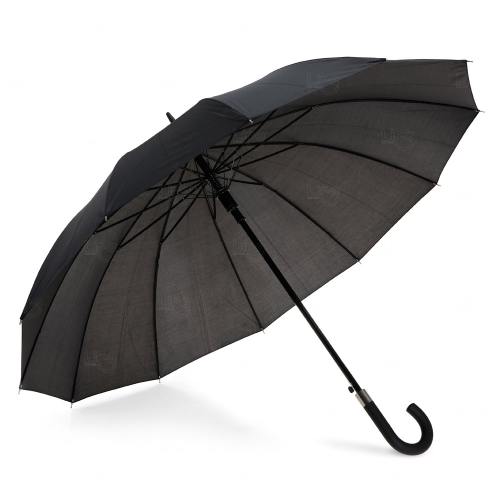 Guarda-Chuva Automático com Pega Emborrachada Personalizado Preto