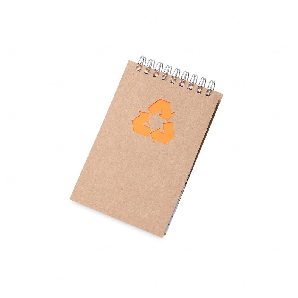 Bloco de Anotações Ecológico Personalizado - 14,5 x 8,8 cm Laranja Fluorescente