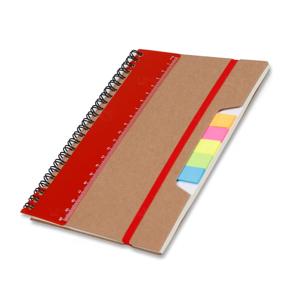 Caderno com Autoadesivos e Régua Personalizado - 21 x 15,5 cm 
