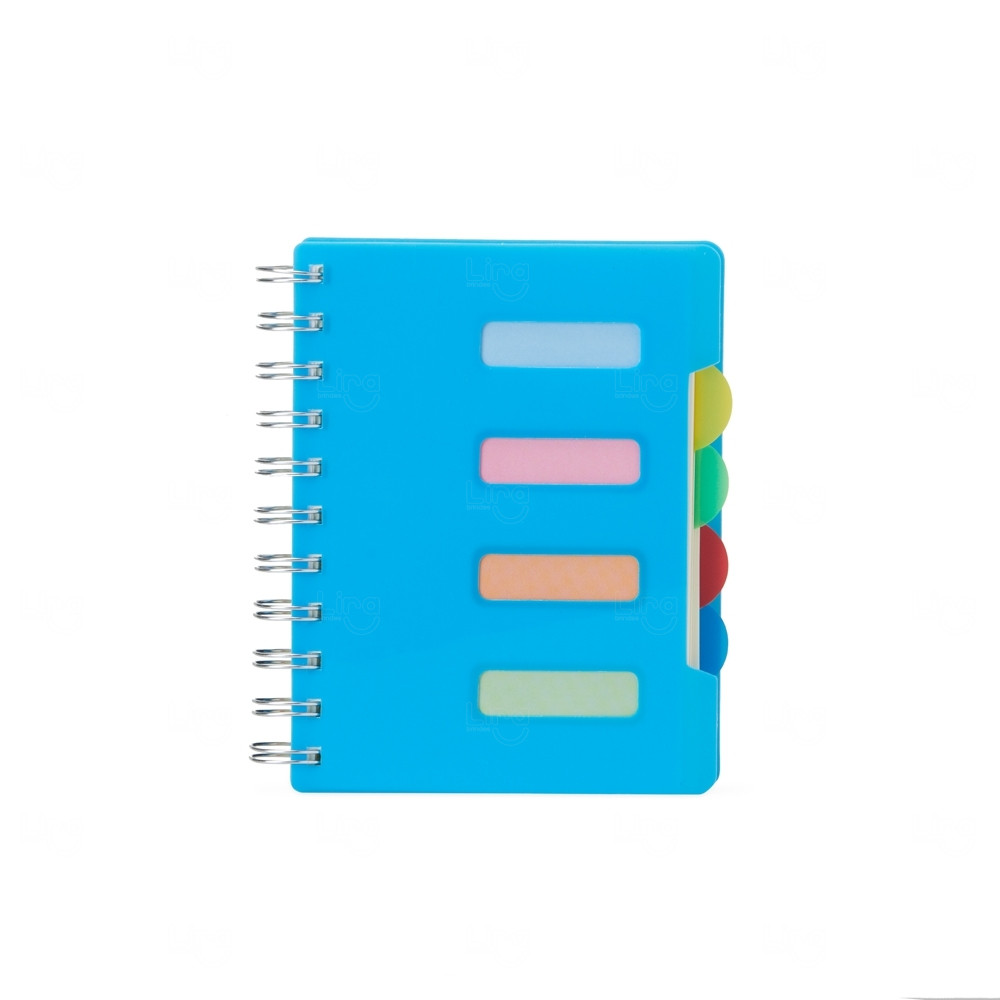 Caderneta com Abas Coloridas Personalizada - 14,5 x 12,3 cm Azul