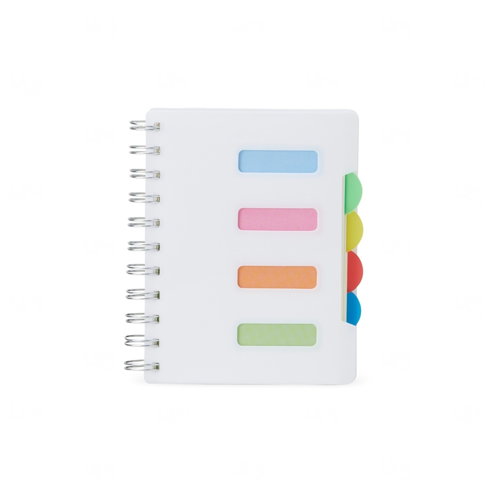 Caderneta com Abas Coloridas Personalizada - 14,5 x 12,3 cm Branco