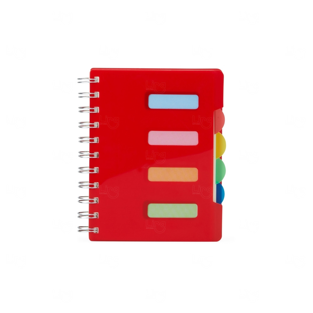 Caderneta com Abas Coloridas Personalizada - 14,5 x 12,3 cm Vermelho