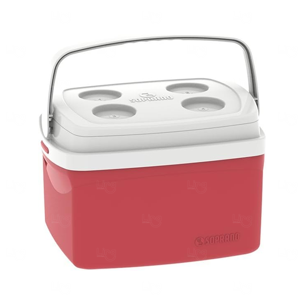 Caixa Térmica 12L com Porta-Copos Personalizado Vermelho