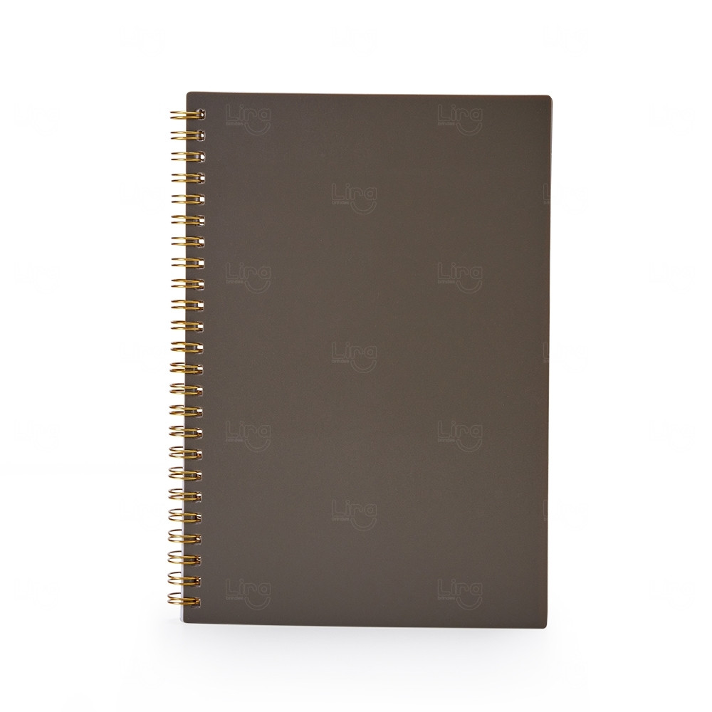 Caderno A5 Plástico Personalizado - 21,2 x 15 cm Marrom