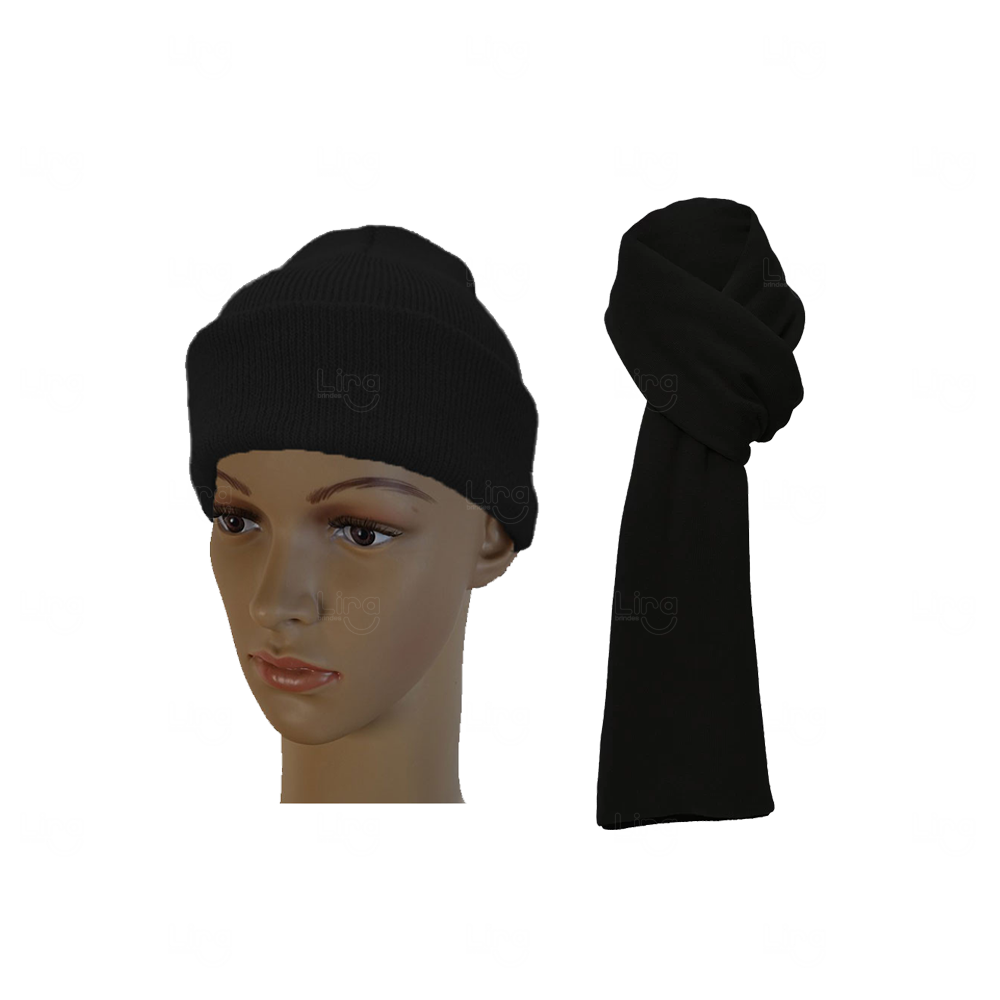 Kit Inverno com Touca de Lã e Cachecol Personalizado 