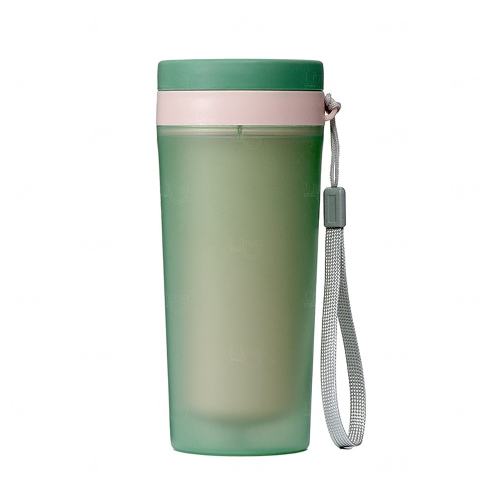 Copo Plástico Isotérmico 300ml com Alça Personalizado Verde