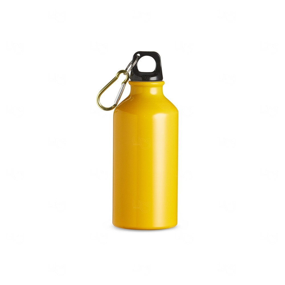 Garrafa Alumínio 420ml com Mosquetão Personalizado Amarelo