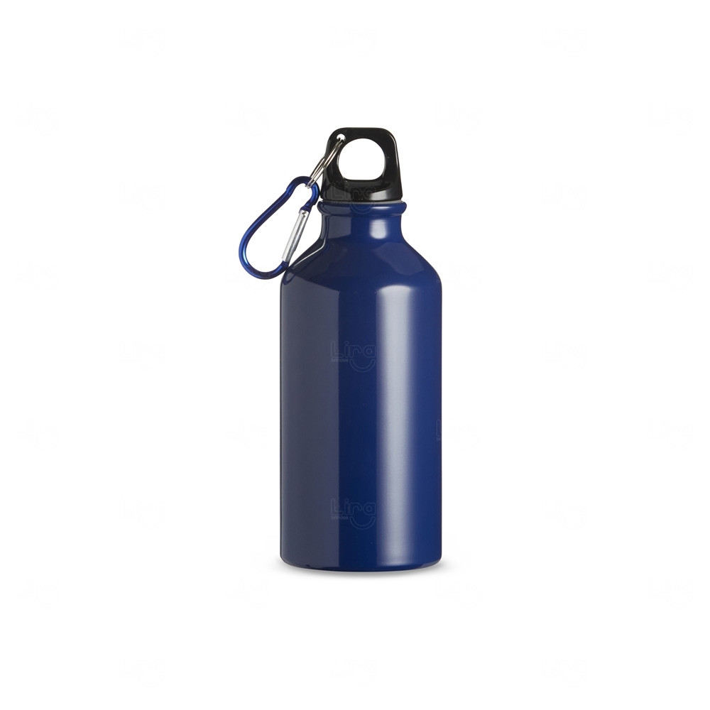 Garrafa Alumínio 420ml com Mosquetão Personalizado Azul Escuro