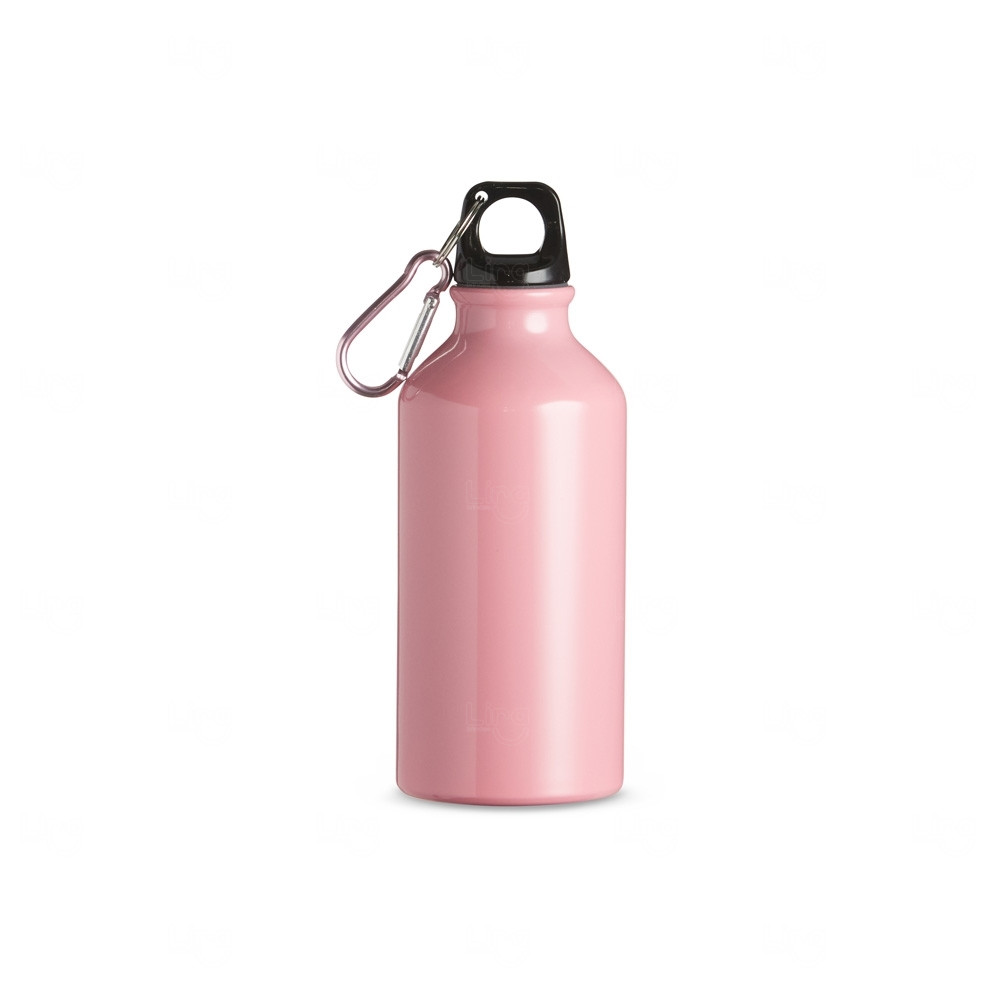 Garrafa Alumínio 420ml com Mosquetão Personalizado Rosa