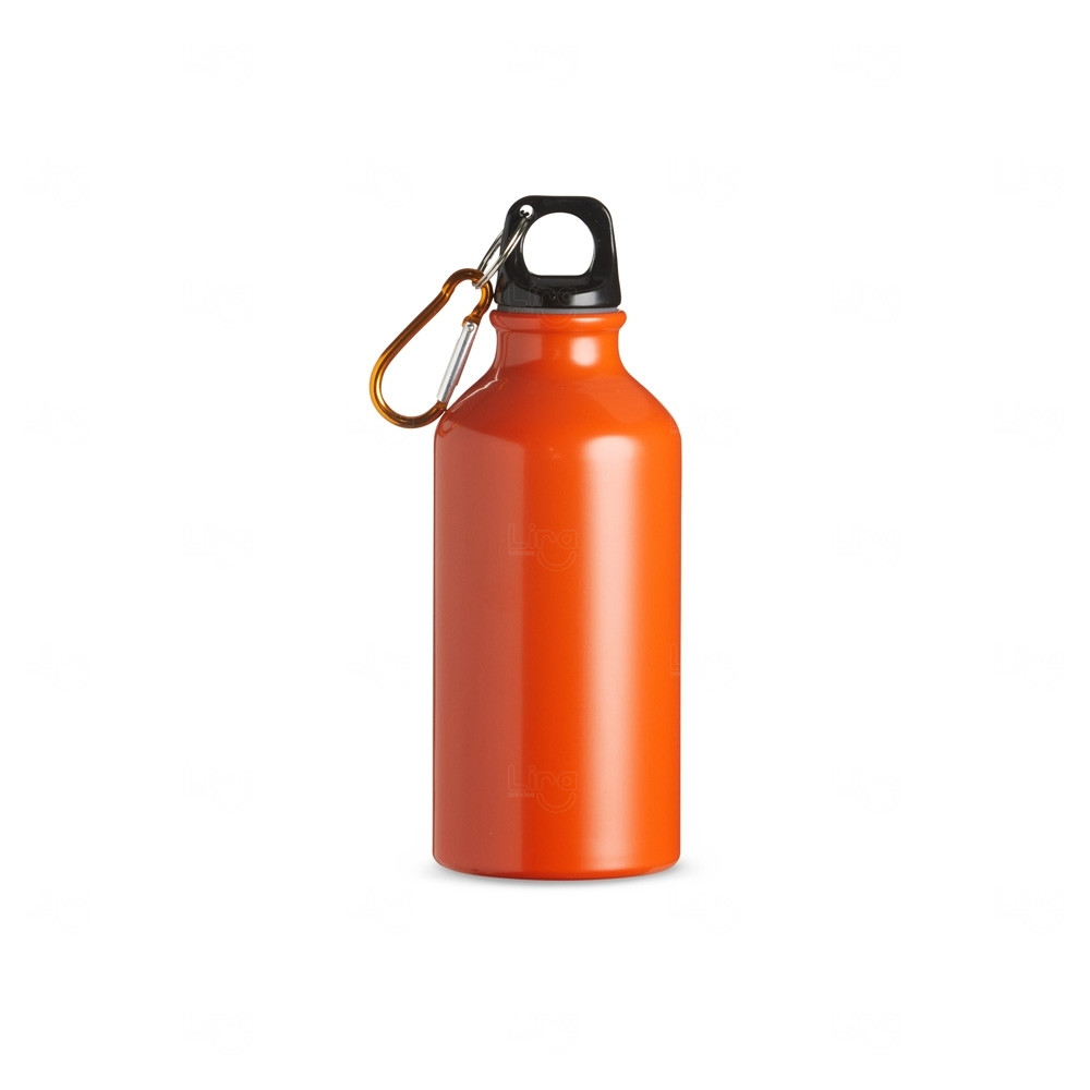 Garrafa Alumínio 420ml com Mosquetão Personalizado Laranja