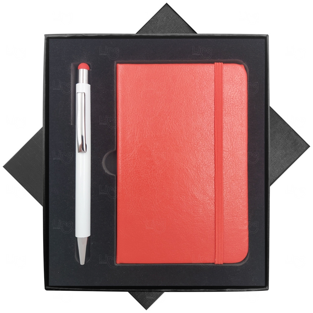 Conjunto Moleskine 14x9cm e Caneta de Metal Personalizado 