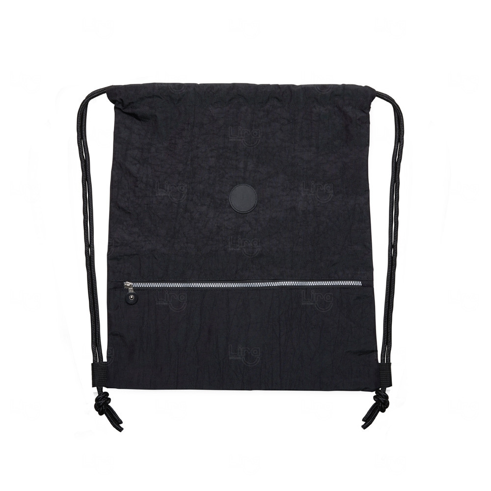 Sacochila Impermeável com Bolso Frontal Personalizada - 47x42 cm Preto