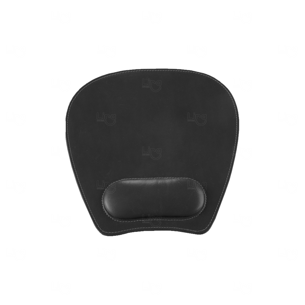 Mouse Pad Personalizado com Apoio em Couro Sintético Preto