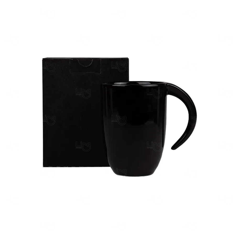 Caneca Cerâmica Alça de Lua Personalizada - 350ml 
