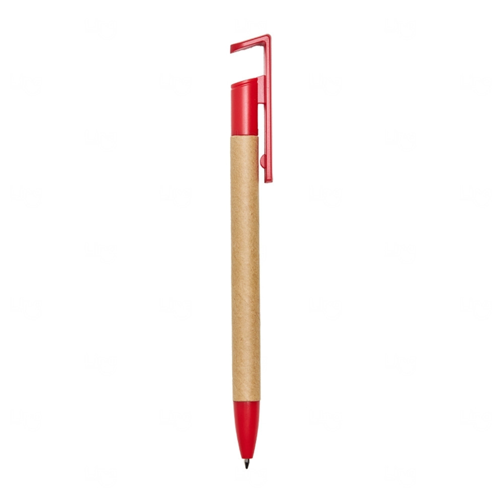 Caneta Papelão Ecológica com Suporte para Celular Personalizada Vermelho