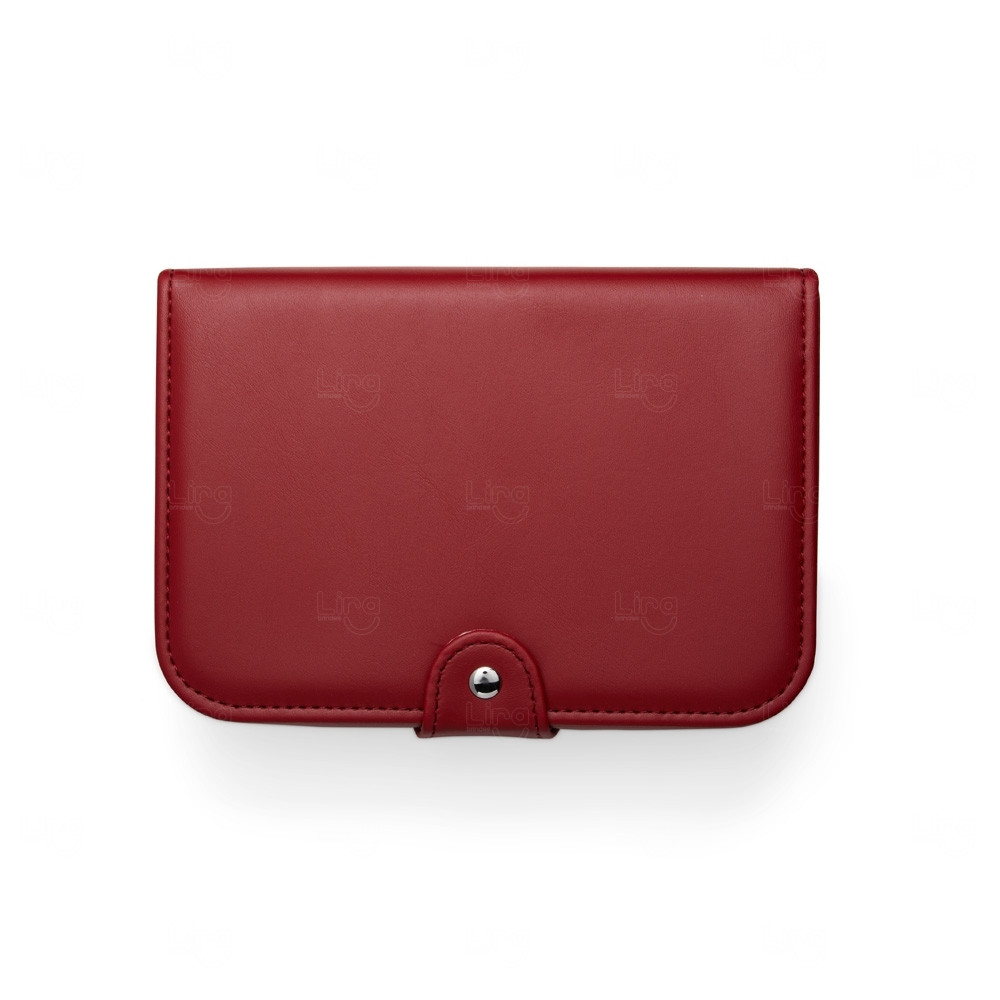 Porta-Joias Couro Sintético com Espelho Personalizado - 6x14x20cm Vermelho
