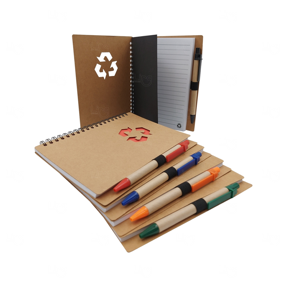 Bloco de Notas Ecológico com Caneta Personalizado - 18 x 14,5 cm 