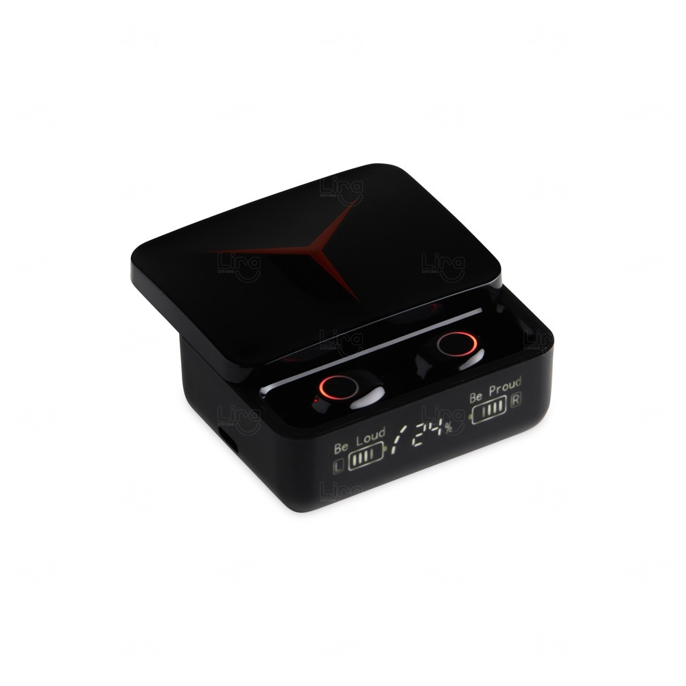Fone de Ouvido Bluetooth Com Case e Power Bank Emergencial Preto