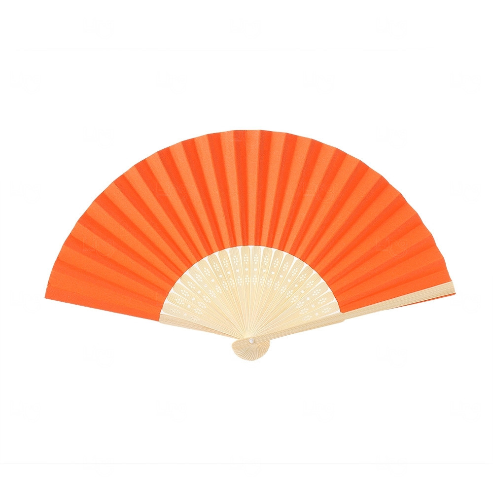 Leque Ecológico Personalizado Bambu Laranja